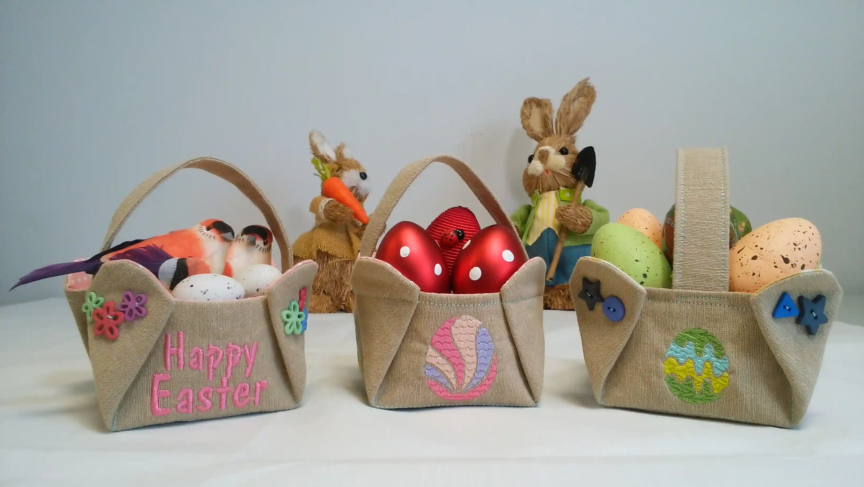 Easter basket with bunnies