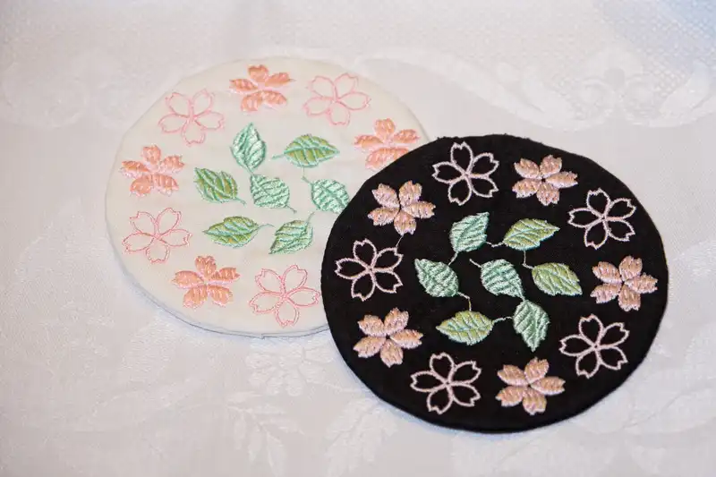 Embroidered Cherry Blossom Coasters! 3 coasters