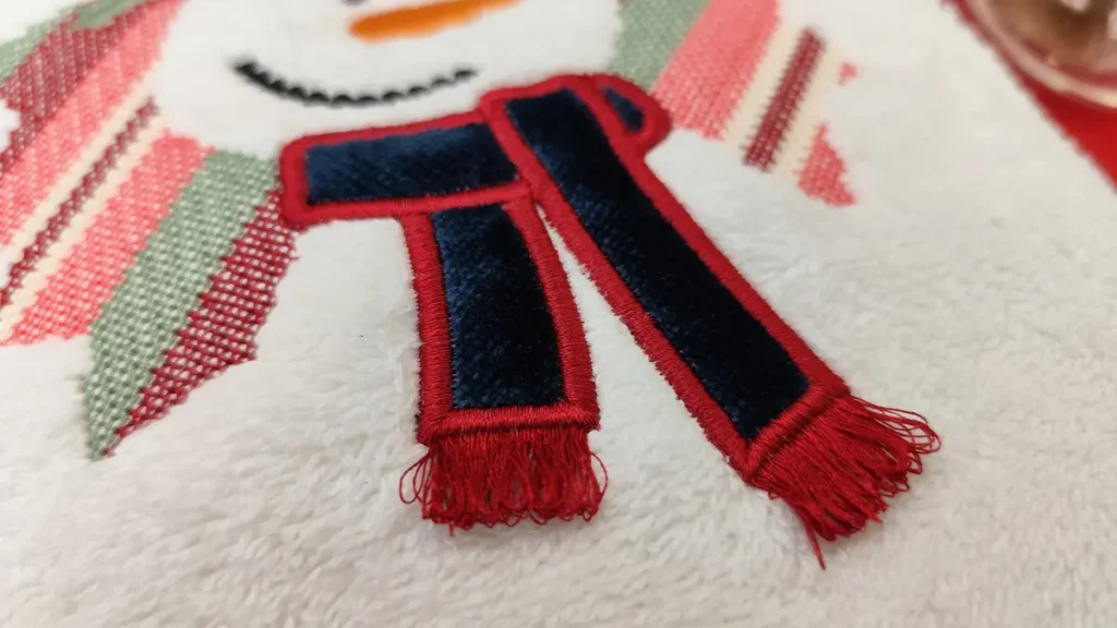 Creating an Embossed Snowman on Towels with Cross Stitch 3D Fringe 11