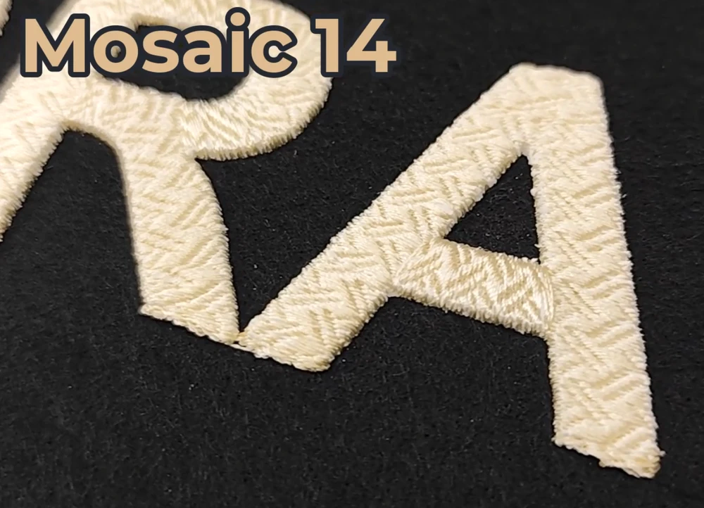 the "Mosaic 14" or "Triangle 2" patterns to show the distinct textures