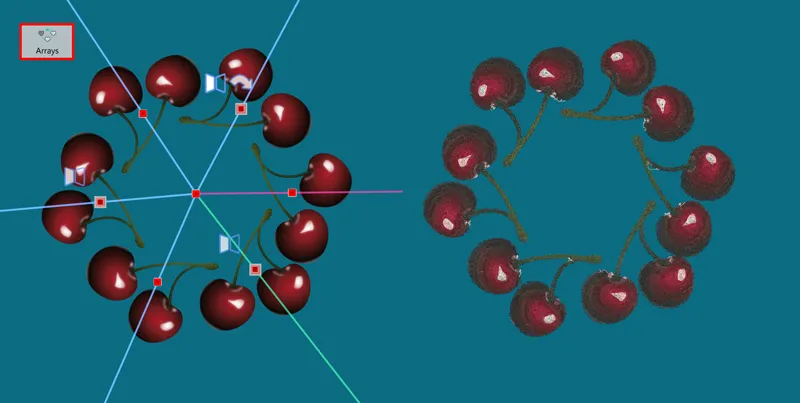 Use bitmap images for your rectangular or circular arrays