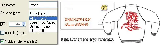 Export embroidery image