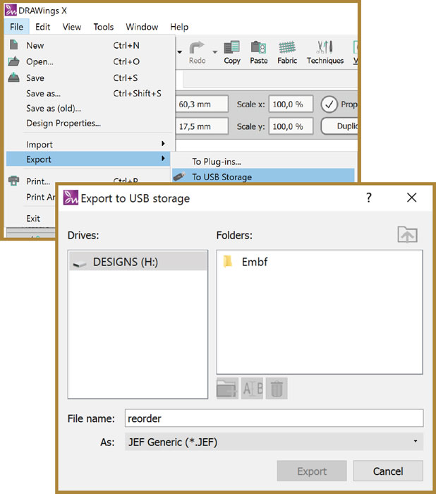 Export to USB with the correct folder structure