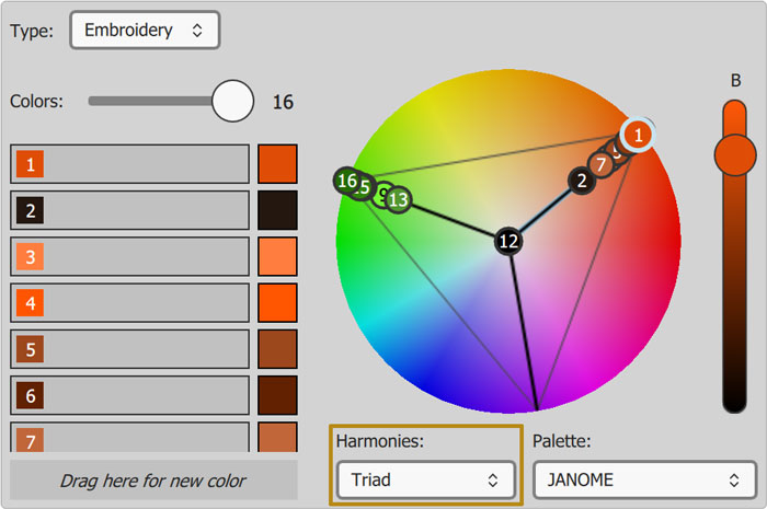 Color harmonies added for getting beautiful color combinations