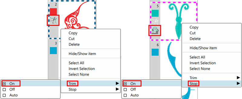 Apply Special functions (Trim and Stop) on objects through the Sequence manager