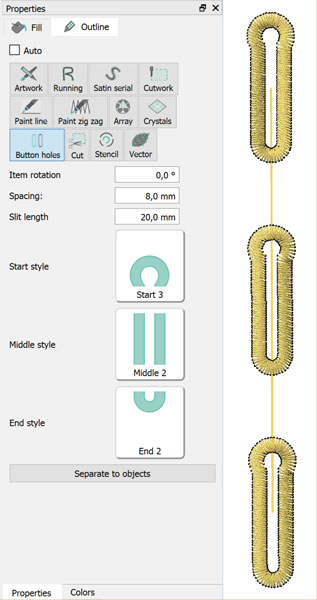 Create button holes automatically