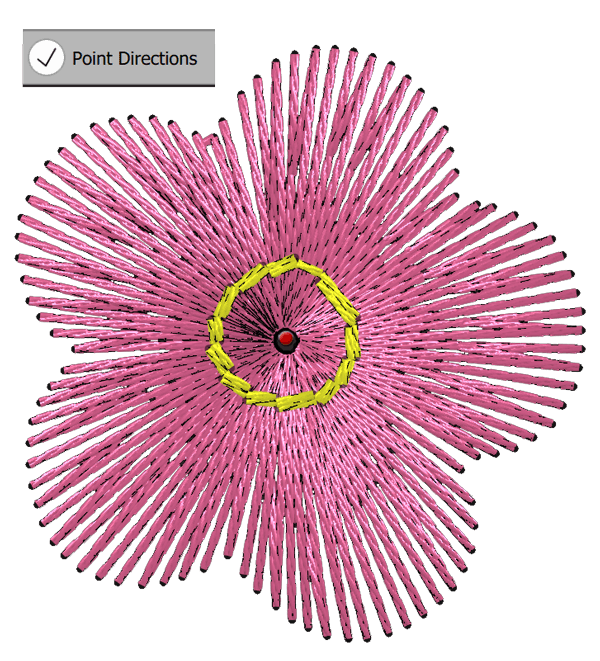 Add ray-like stitch directions of stitches to your designs