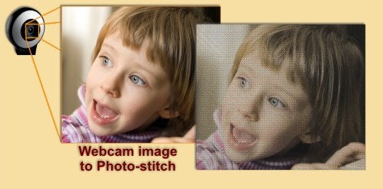 Create embroidery designs by capturing images from the webcam 